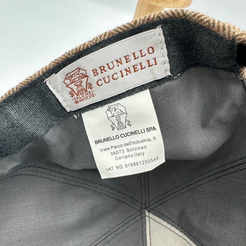 Brunello Cucinelli Brown Herringbone Baseball Cap 100% Cotton Made in Italy Hat - Picture 8 of 10